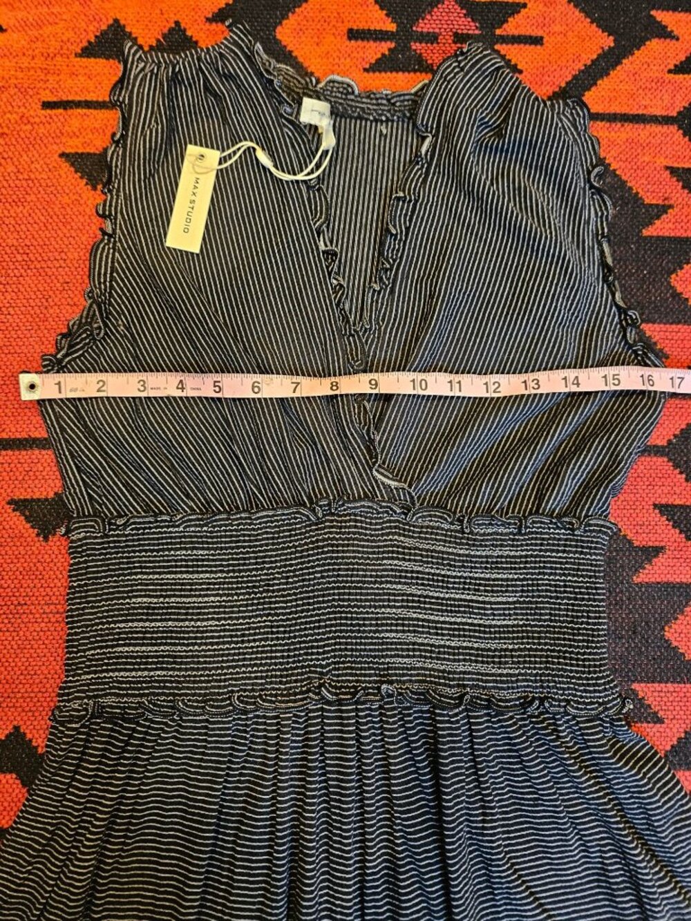 NEW Max Studio Black & White Striped Sleeveless Tiered Dress Size Medium - Picture 8 of 16